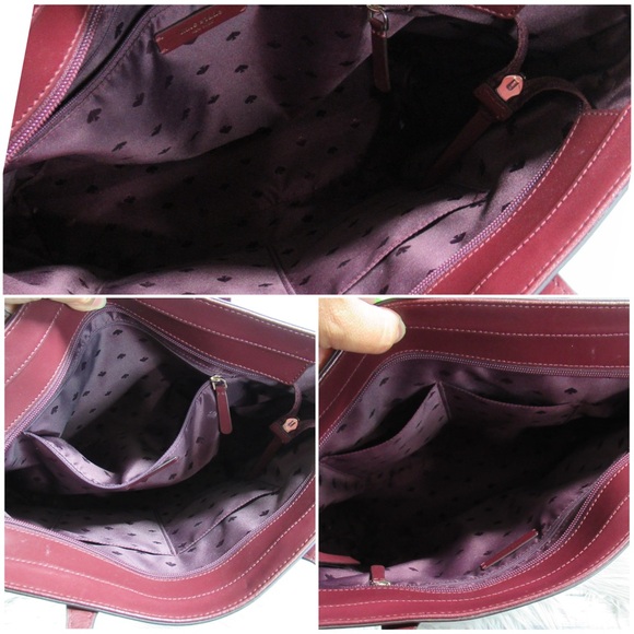 KATE SPADE Kerri Medium Smooth Leather Top Zip Tote Bag in Burgundy - Picture 9 of 13